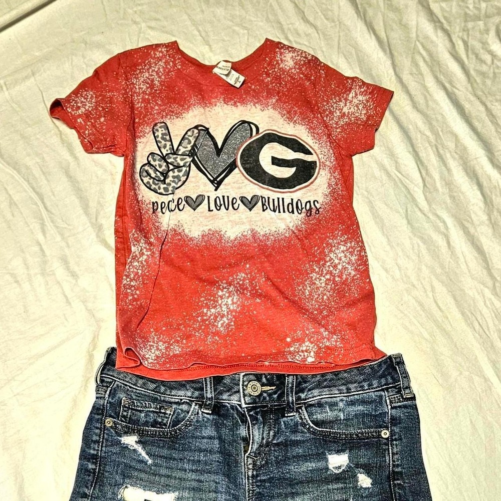 Express American Eagle UGA‎ Bulldogs Bundle Women Size 0 S Red Blue Bleached Tee
